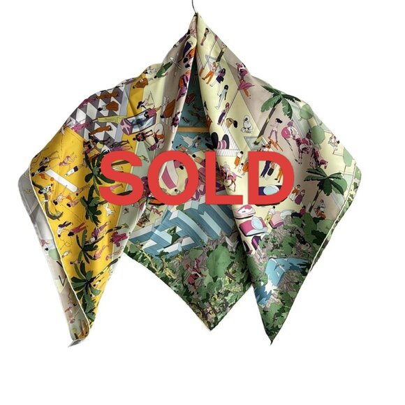 Hermes Accessories - HERMES Carre 90 - Light Blue Yellow Multi Scarf  558-060625